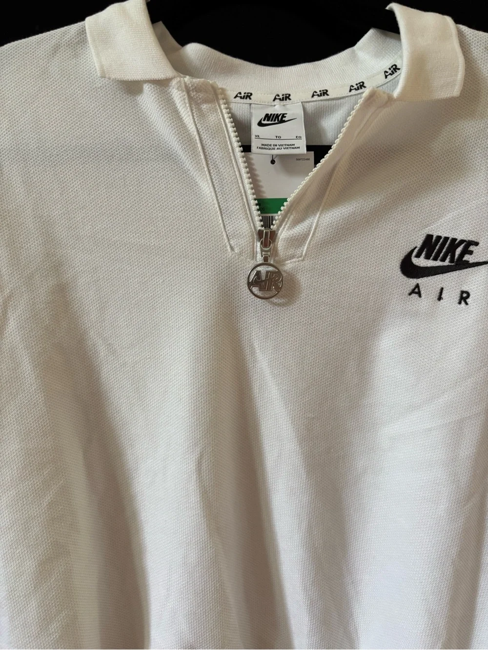 Nike White Cropped Half-Zip Polo Top